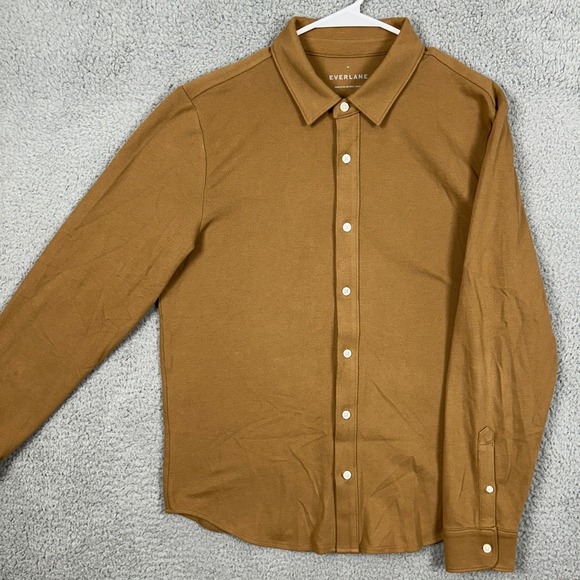 Everlane Shirt Button Up Mens Medium Brown Long Sleeve Casual Stretch Outdoor